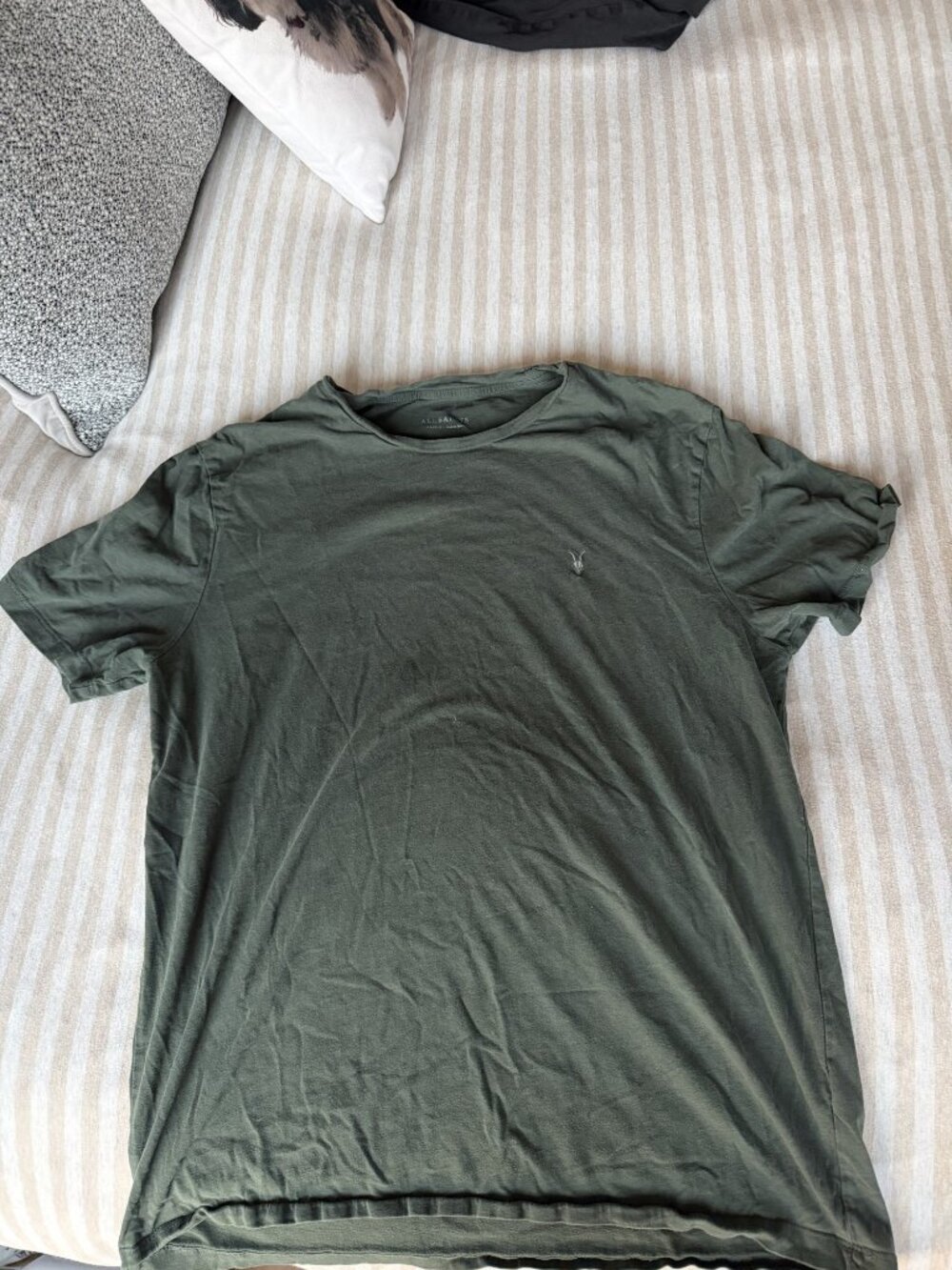 AllSaints crew neck tee dark olive green, size XL